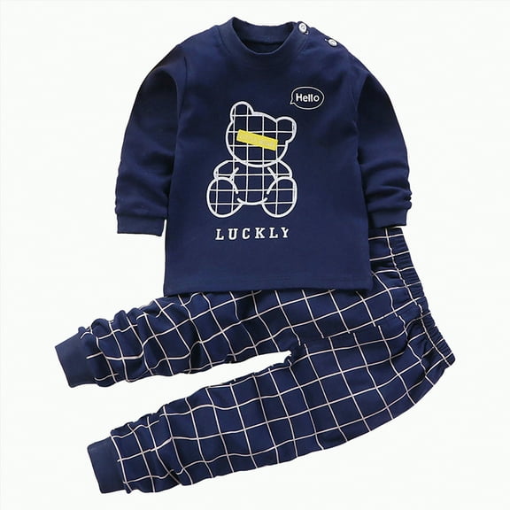 ORT Toddler Baby Girl Fall Outfit Color Block Sweatshirt Top Elastic Waist Pant Cute Winter Clothes Set(Navy,3-4 Y)