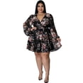 thumbnail image 1 of U.Vomade Plus Size Loose Print V-Neck Style Tie-Up Commuter Fashion Dress, 1 of 1