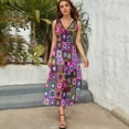 thumbnail image 3 of Crochet Blanket Granny Square Vintage Womens Night Club Maxi Dress V Neck Sleeveless Bohemia Long Dresses, 3 of 9