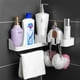 thumbnail image 5 of Estante de esquina para ducha, estante giratorio para ducha, estante autoadhesivo para ducha, sin necesidad de taladrar, con 4 ganchos para baño y cocina, 5 of 8