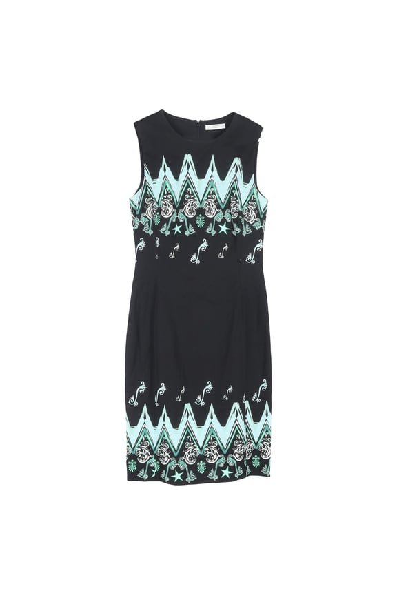 Pre-Owned Versace Collection Printed Mini Cady Dress in Black Viscose