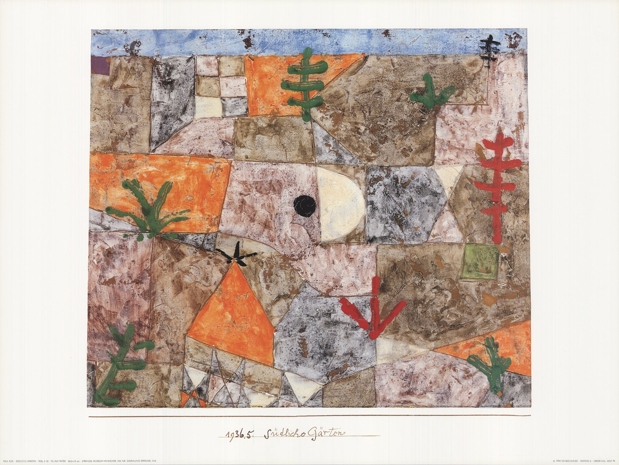 PAUL KLEE Sudliche Garten 23.75" x 31.5" Offset Lithograph
