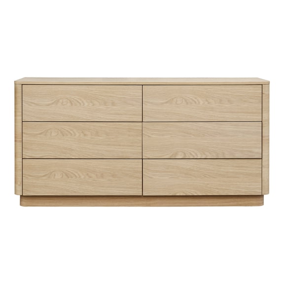 Moe's Home Collection Round Off 6-Drawers Bedroom Dresser in Oak