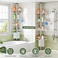 thumbnail image 7 of Corner Shower Caddy Tension Pole: Rustproof Bathroom Organizer Shelves for Bathtub Shampoo Accessories Storage Holder - 47-121 Inch Adjust - White, 7 of 7