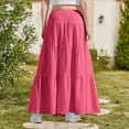 thumbnail image 4 of Girl's Ruffle Tiered Maxi Skirts Drawstring Elastic High Waisted Long Skirt Beach Vacation Outfits 4-15 Years (14-15 Years, Hot Pink), 4 of 8