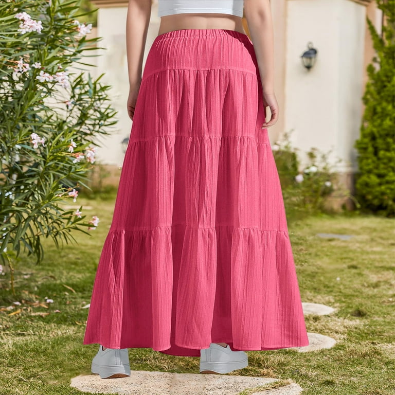 Favoffer Girls' Summer Solid Multicolor Boho Ruffled A-Line Tiered