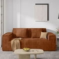 thumbnail image 2 of S-HOME No Assembly Required 75 Inch Loveseat Sofa in Stain-Resistant Corduroy,Deep Seats for Small Space Living, Brown, 2 of 8