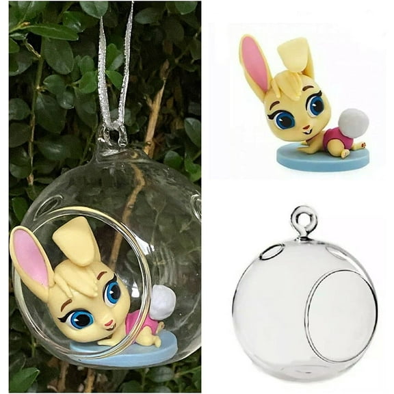 Blondie Bunny in Globe Ornament 2pcs 4" Tots Tiny Transport Service Figurine New