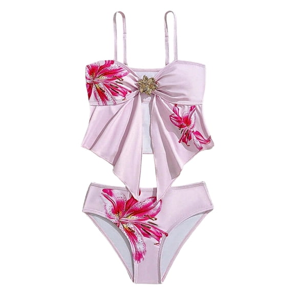 Kcolen Swimsuit For Girls 12-14,Girls Two Piece Bikini Cute Printed Swimwear for Kids Fashionable Separate Summer Beachwear for Girls