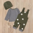 thumbnail image 5 of Boys Casual Star Print Outfit Overall Pants Long Sleeve Shirt Hat Three Piece Fall Kids Clothes, 5 of 9