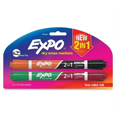 Expo 2-in-1 Dry Erase Markers Chisel Marker Point Style - Assorted - 2 / Pack