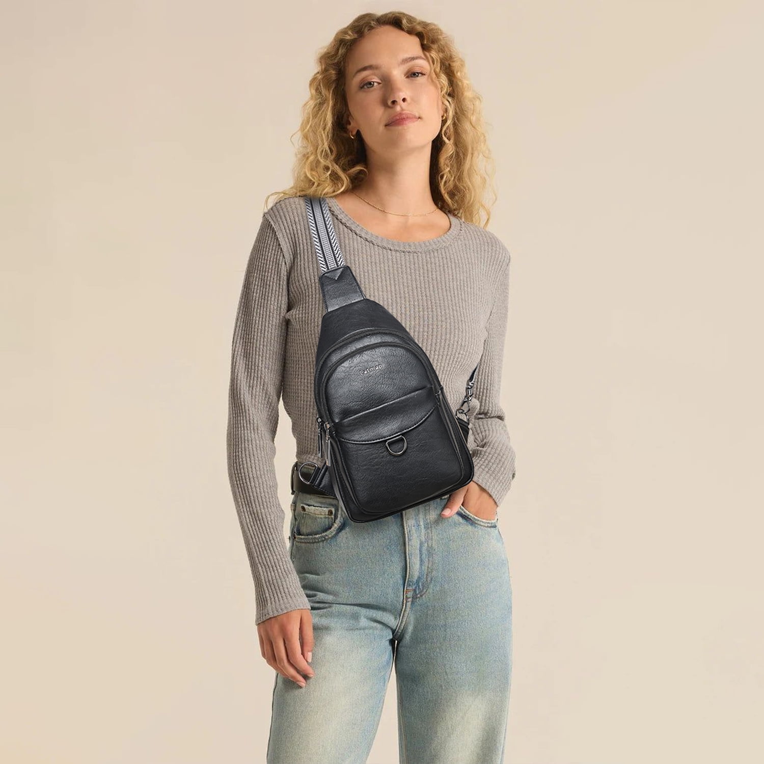 LATMAP  Crossbody Sling Bag, Anti-Theft Travel Chest & Belt Bag for Women and Men, Faux Leather