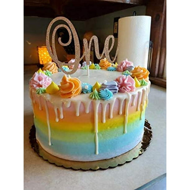 Happy Birthday Cake Topper Or Rose Décoration de Gâteaux Anniversaire  Paillettes Parti Cake Topper pour Filles Femmes Décoration de Gâteaux