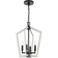 thumbnail image 3 of Galloway Collection Four-Light 18" Matte Black Modern Farmhouse Chandelier with Distressed White Accents, 3 of 10