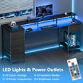 thumbnail image 4 of Satifur Gaming Desk with LED Lights & Power Outlets, 66" Computer Desk with 5 Fabric Drawers & Open Storage, Reversible Home Office Desk,Black, 4 of 9