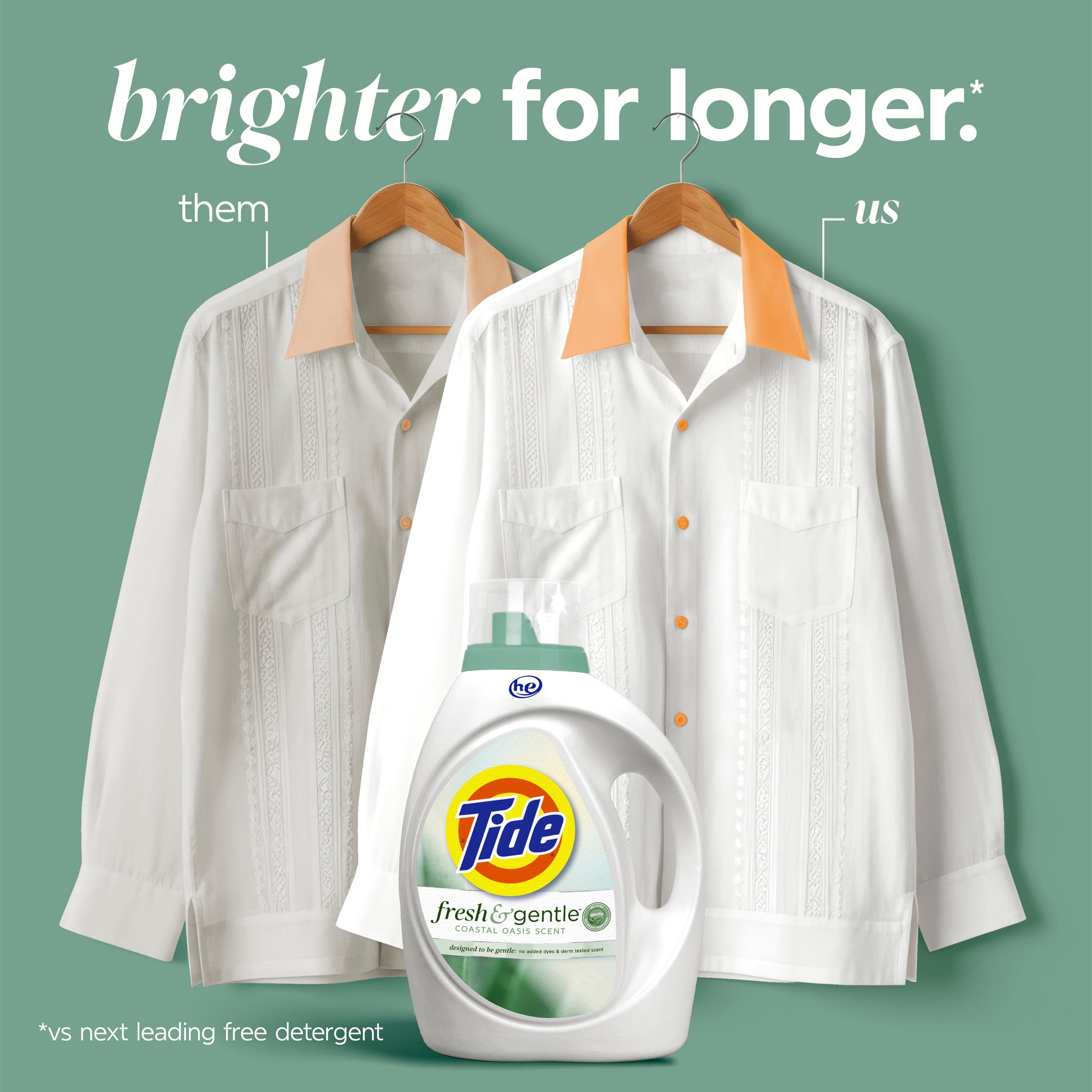 Tide Fresh & Gentle Liquid Laundry Detergent, Coastal Oasis Scent, 64 Loads, 84 fl oz