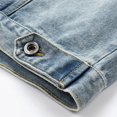 thumbnail image 6 of Men's Denim Jackets Solid Color Lapel Button Down Retro Loose Casual Jeans Jackets Trucker Coat, 6 of 6