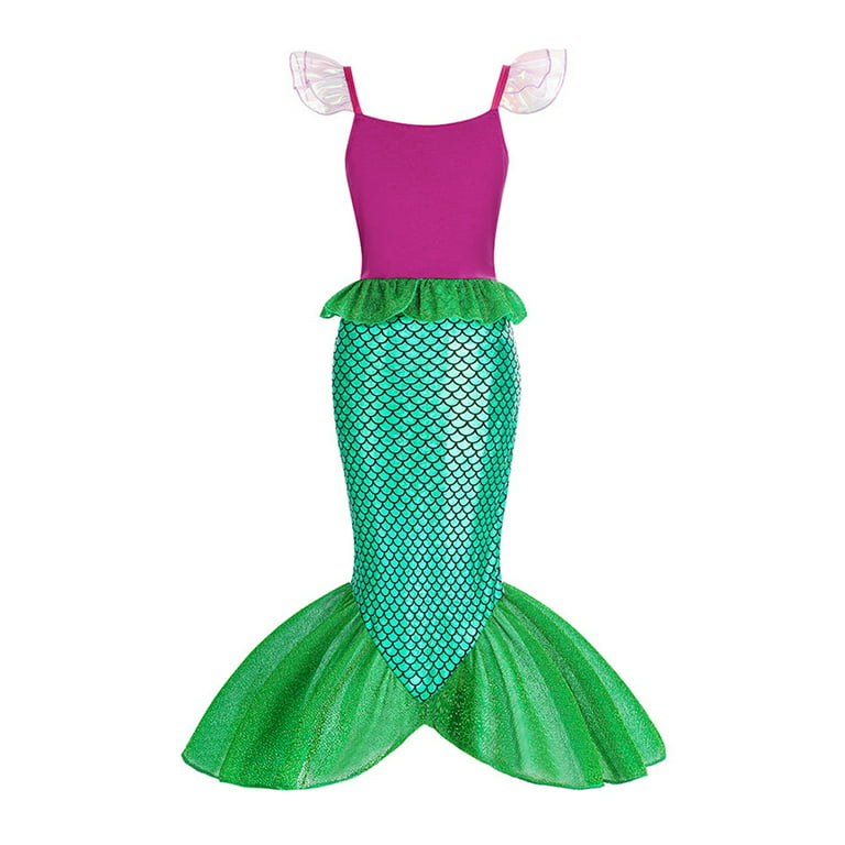 Little Girls Mermaid Ariel Costume Princess Dress Up Cosplay Party For 3-4  Years