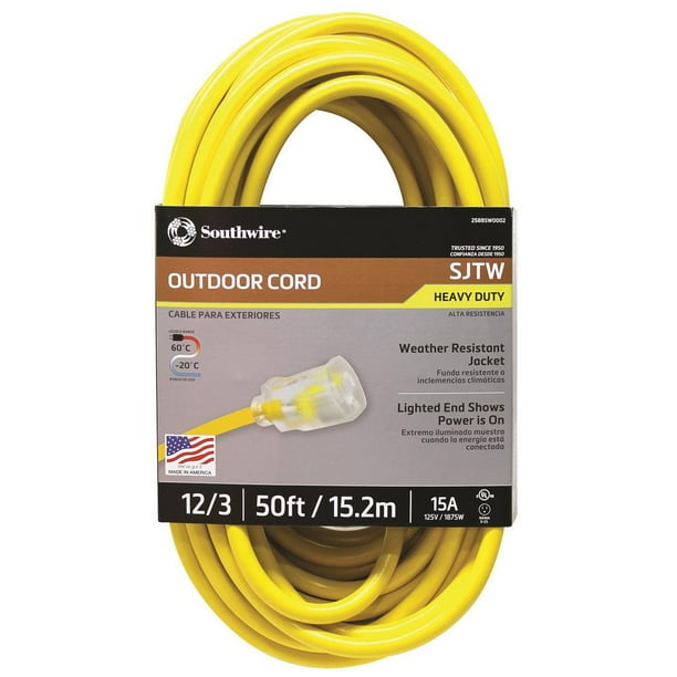 Southwire 2588SW0002 Outdoor Extension Cord 12/3 SJTW Heavy Duty 3 Prong Extension Cord Great