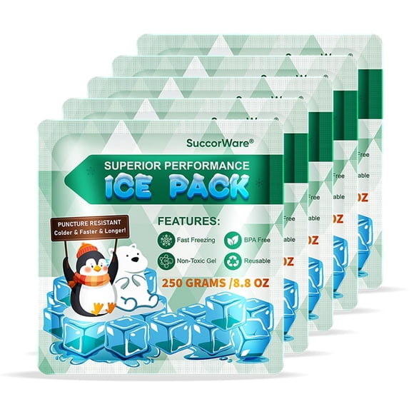 Paquetes de hielo SuccorWare reutilizables para loncheras de 250 g (5 paquetes)