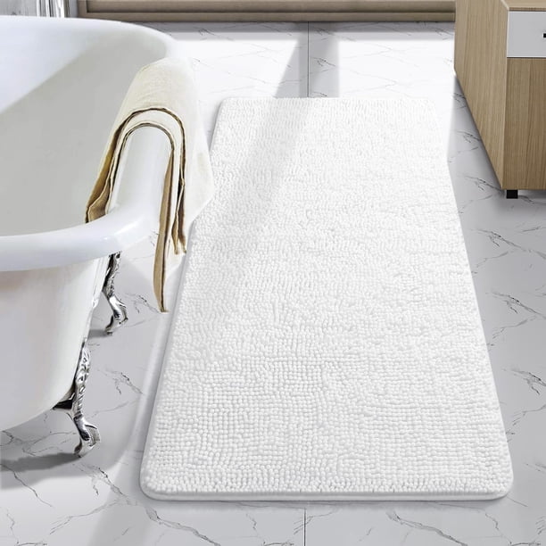 Alfombra de baño LOCHAS Luxury Shaggy de 60 x 110 cm, color blanco