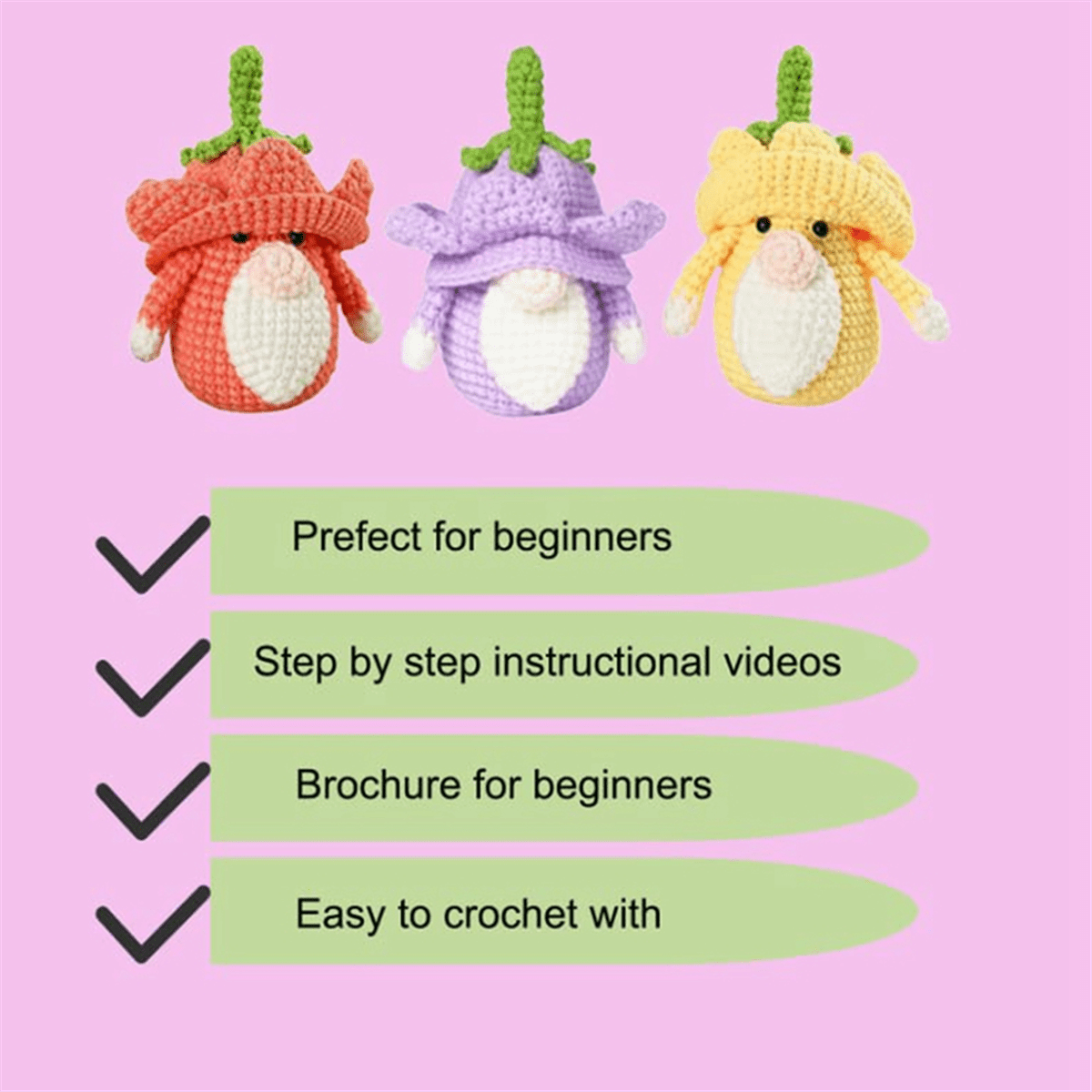 Crochet Kit for Beginners,3 Pcs Wobbles Crochet Kit,Includes Step-By-Step  Instruction and Video Tutorials 