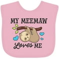 thumbnail image 3 of Inktastic My Meemaw Loves Me with Sloth and Hearts Boys or Girls Baby Bib, 3 of 4