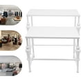 thumbnail image 5 of Metal Shoe Handbag Display Stand Set of 2  Retail Display Tables Standing Nesting Tables Boutique Display Riser Shelf Retro Unit Storage Shelves for Living Room Laundry Room (White), 5 of 17