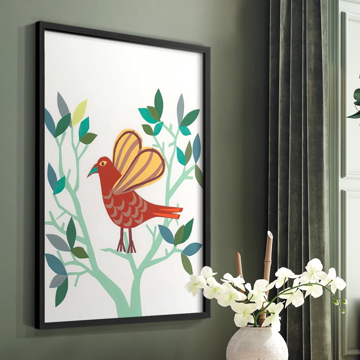 Whitty Bird I Framed Print in Black Solid Wood 8 x 10 Framed Print