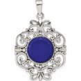 thumbnail image 1 of Sterling Silver Oxidized Dyed Blue Agate Filigree Fancy Pendant (36.5 X 23) Made In Thailand -Jewelry By Sweet Pea, 1 of 7