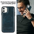 thumbnail image 5 of for iPhone 11 PU Leather Back Case, Built-in Invisible Stand [Compatible with Magsafe] Protective Slim Kickstand Anti-fall Phone Cover Compatible with iPhone 11, Blue, 5 of 8