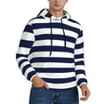 thumbnail image 2 of Rateoe Navy Blue And White Stripes Pattern Mens Hoodie, Pullover Hooded Sweatshirt, Kangaroo Pocket Hoodie Ideal for Daily Wear, Travel and Home-4X-Large, 2 of 7