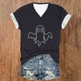 thumbnail image 5 of Drses‌‌ ‌‌‌‌‌‌‌‌‌Women's Halloween Pumpkin Ghost T-Shirt - V-Neck Short Sleeve Graphic Tee for Spooky Season, 5 of 5