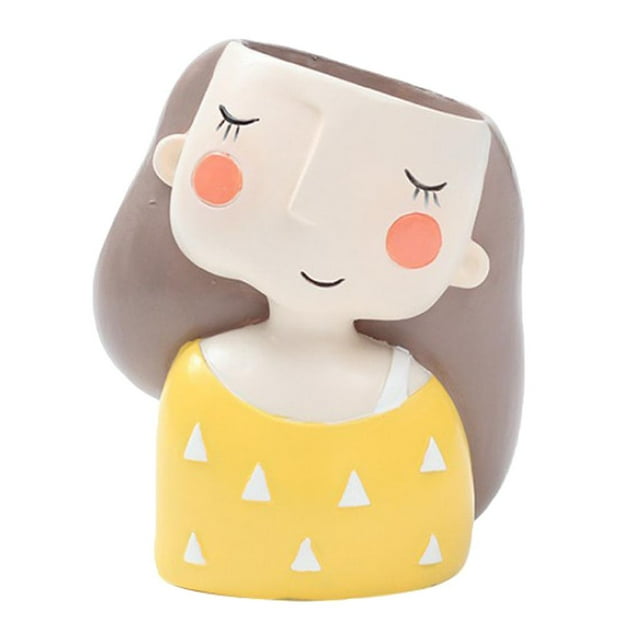 Precioso diseño de dibujos animados para niñas y niños, maceta de resina, manualidades de escritorio, hogar segundo