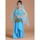 thumbnail image 4 of Disfraz de danza del vientre Macarena para niños 5 piezas Vestido con borlas de monedas azul, 4 of 8