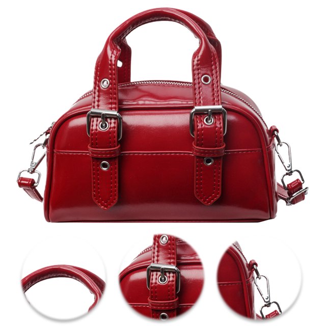Bolso Bandolera JShteea PU para Mujer rojo vino