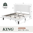 thumbnail image 4 of Amolife King Size Platform Bed Frame with Velvet Upholstered Wingback Headboard, Off-White, 4 of 11