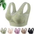 thumbnail image 2 of Hana Bra for Senior Women, Cotton Buttonless Comfy Lifting Shaping Bras, Full Coverage Underwire Free Bras Front Close Bras Vest Without Underwire for Older Women, Green XL, 2 of 6