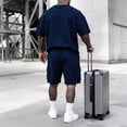 thumbnail image 4 of Eryao Big and Tall Mens Workout Sets 2 Piece Crewneck Short Sleeve Sweatshirts Matching Cargo Shorts with Pockets Summer Beach Lounge Outfits,Navy,XXXL, 4 of 6