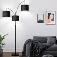 thumbnail image 1 of Lámpara de pie regulable Nintiue de 203 cm, 3 luces LED, pantallas negras, 1 of 8