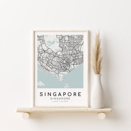 POSTER SINGAPORE City Map, Singapore map print, wall art city map, happy birthday gift, city map print, gifts for him,-UNFRAMED