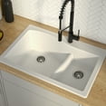 thumbnail image 2 of Kraus Quarza 33 Dual Mount 60/40 Double Bowl Granite Kitchen Sink in White, 2 of 14