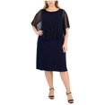 thumbnail image 1 of Connected Apparel Womens Overlay Cape Sheath Dress, Blue, Plus Size, 18W, 1 of 1