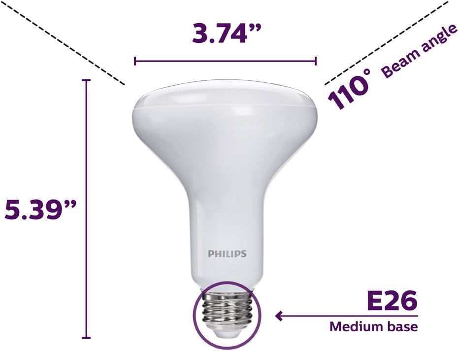 Philips Indoor LED Light Bulb, BR30 Dimmable With Warm Glow Effect, Frosted, 650 Lumens, 65-Watt Equivalent, Soft White, 3-Pack