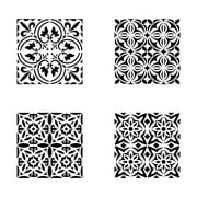 4" Tile Stencil Set (10 mil Plastic) | FS123 by Designer Stencils | Decor Stencils for Painting on Wood, Wall, Tile, Canvas, Paper, Fabric, Furniture and Floor | Reusable Stencil