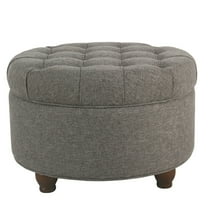 Fabric Upholstered Wooden Ottoman with Tufted Lift Off Lid Storage, Dark Gray- Saltoro Sherpi