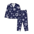 thumbnail image 1 of Fotbe Snowflakes2 Conjunto de Pijama de Manga Larga para Mujer con Estampado, Ropa de Dormir de 2 Piezas, Conjunto de Casa Suave y Cómodo con Bolsillos-Large, 1 of 7