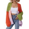 thumbnail image 3 of Mialoley Femmes Pull Ouvert devant, Ample Bloc de Couleur Tricot à Manches Longues Cardigan, 3 of 9