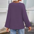 thumbnail image 5 of Diufon Casual Fall Tops for Women Round Neck Long Sleeve Pullover Tops Solid Color Blouses, 5 of 7