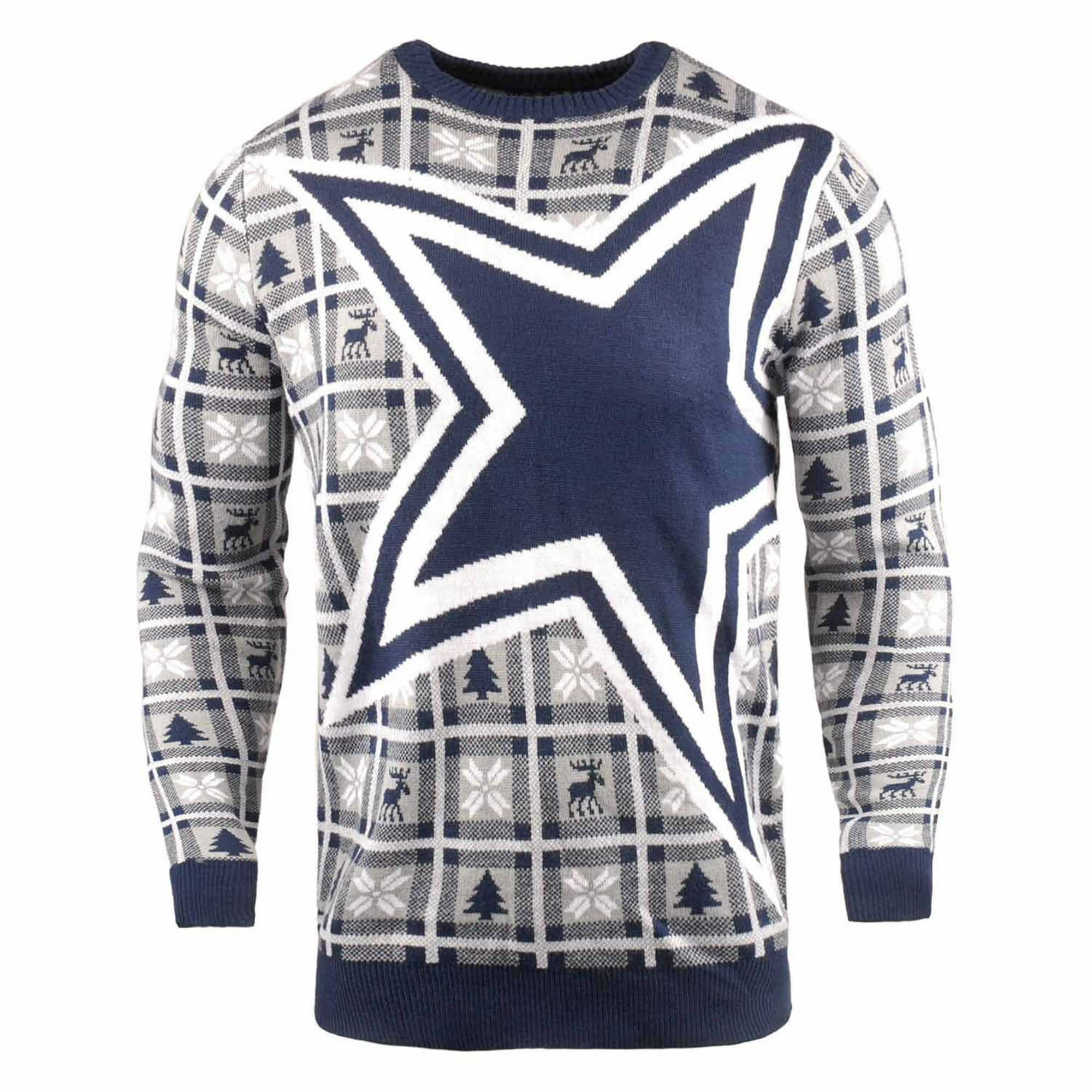 Dallas Cowboys NFL Big Logo Checker Ugly Christmas Sweater Walmart